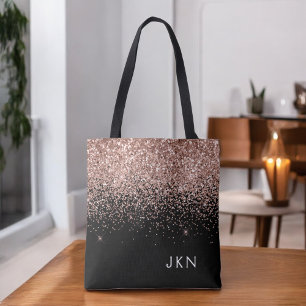 Tote Bag Blush Rose Gold Pailleté Monogramme