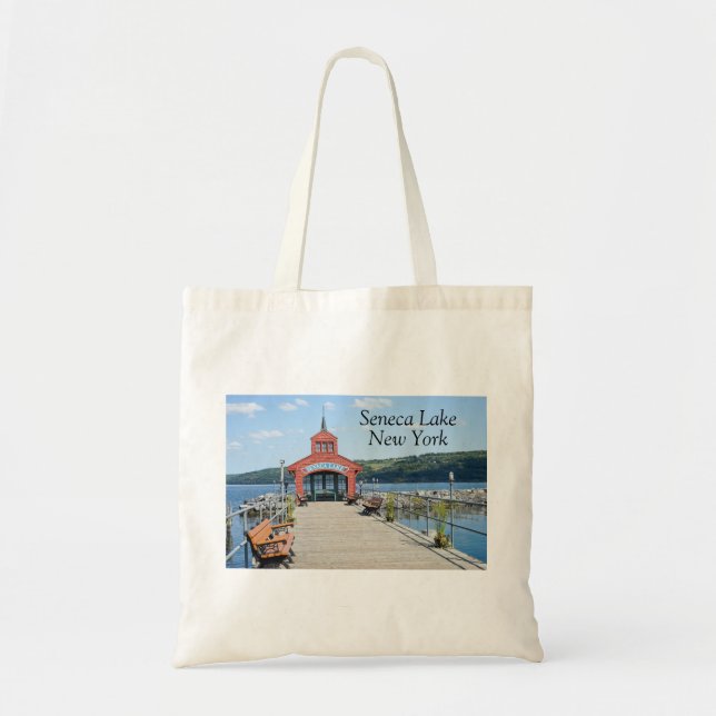 Tote Bag Boathouse rouge sur le lac Seneca (Devant)