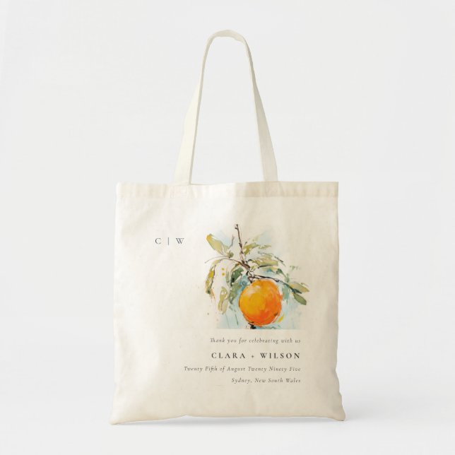 Tote Bag Boho Abstrait Sketchy Orange Garden Mariage (Devant)