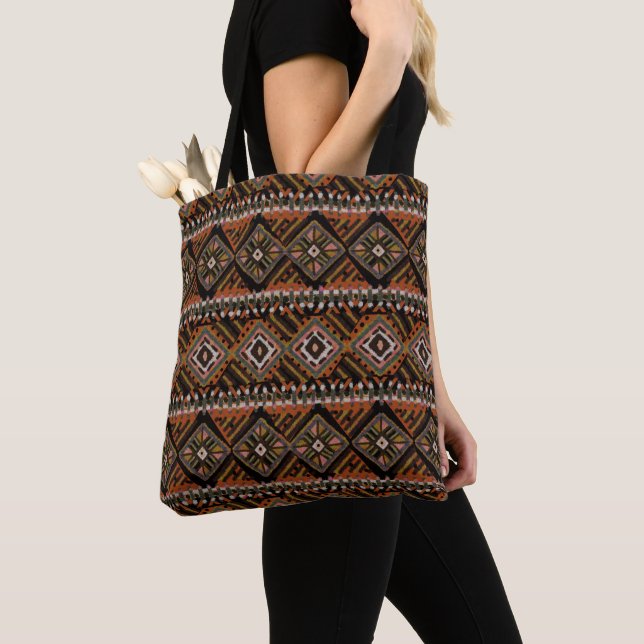 Tote Bag Boho African Mud Tissu inspiré des tons de terre (De près)