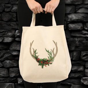 Tote Bag Boho Antlers fleurs de Noël russes florales