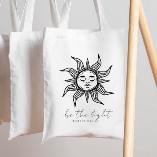 Tote Bag Boho Bible chrétienne Verse Be the Light Sunshine (Créateur téléchargé)