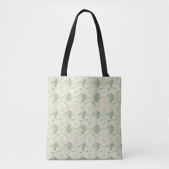 Tote Bag Boho Chic Fourre-tout à Sage Green - tendance et f (Devant)