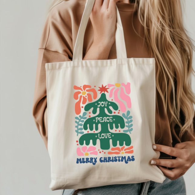 Tote Bag Boho Christmas Joy Peace Love (Créateur téléchargé)