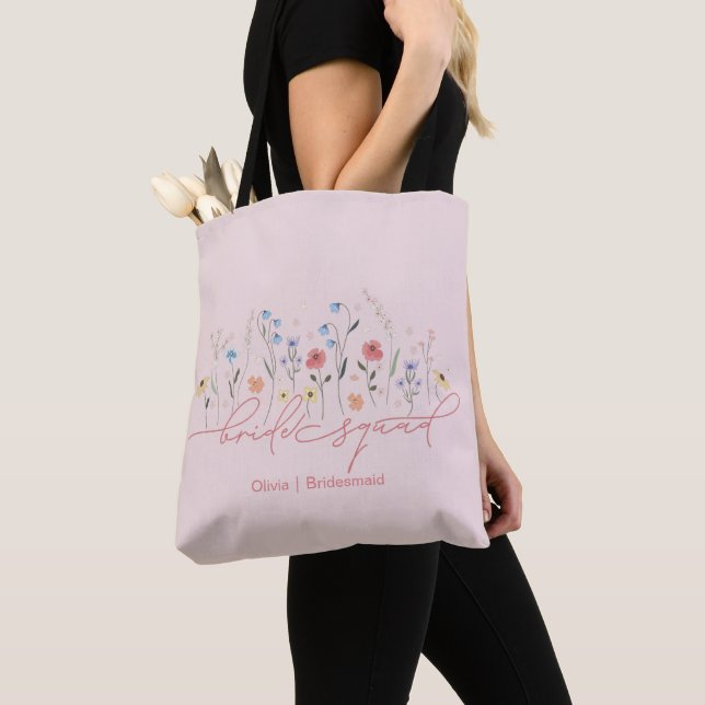 Tote Bag Boho Cortège de Mariée aux Fleurs Sauvages (De près)