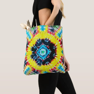 Tote Bag Boho Cravate Folk Art Vibrant Couleurs Arc-En-Ciel