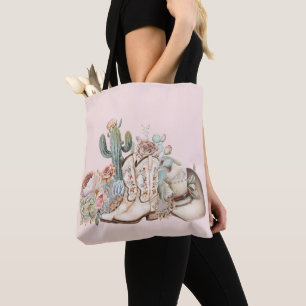 Tote Bag Boho désert cowgirl cowboy bottes de cowboy casque