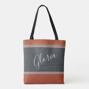 Tote Bag Boho Dusty Blue Terracotta Orange Personnaliser Fo