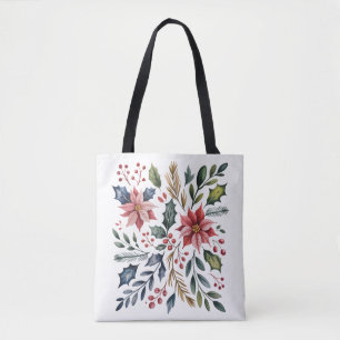 Tote Bag Boho Floral Noël Vacances Hiver Mignon Vacances