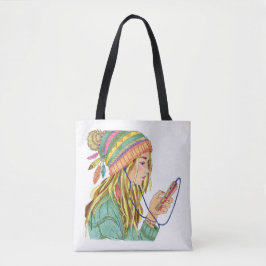 Tote Bag Boho Hat Girl Tasche