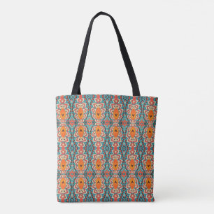 Tote Bag Boho Orange et turquoise Tribal Inspiré