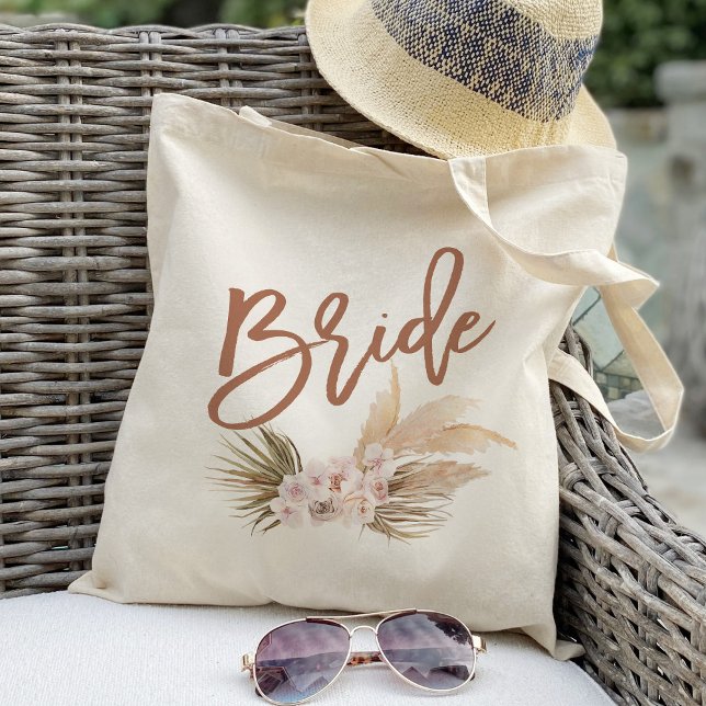 Tote Bag Boho Pampas Mariée Florale (Créateur téléchargé)