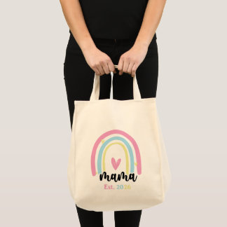 Tote Bag Boho Rainbow Custom Mama Est. Year Keepsake