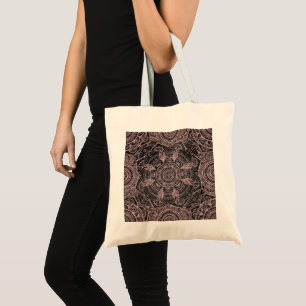 Tote Bag Boho Rose Gold Gray Mandala Elegant Design