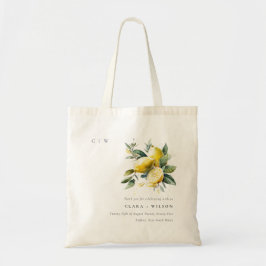 Tote Bag Boho Rustique Aquarelle Jaune Citron Jaune Mariage