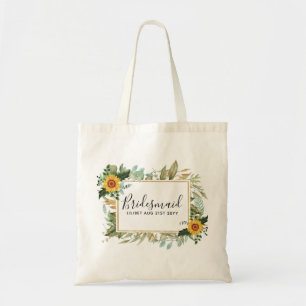 Tote Bag Boho Sunflower Sage Greenery Wedding