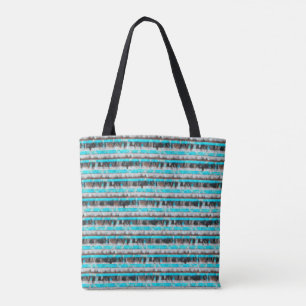 Tote Bag Boho Turquoise, Blanc, Noir & Brown