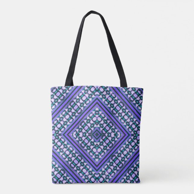 Tote Bag Boho violet, vert et blanc inspiré Tribal (Dos)