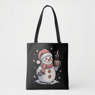 Tote Bag Boisson café bonhomme de neige mignon flocon de ne