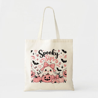 Tote Bag Boissons Effrayantes Coquette Rose Halloween Fantô