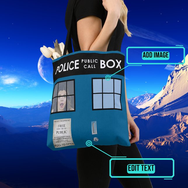 Tote Bag Boîte de police Customisée Fourre-tout (Travel anywhere in time and space with this fun tote)