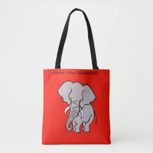 Tote Bag Bold African ELEPHANT -