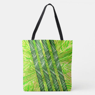 Tote Bag Bolsa verde amarelado com riscos e traços 'bambu'