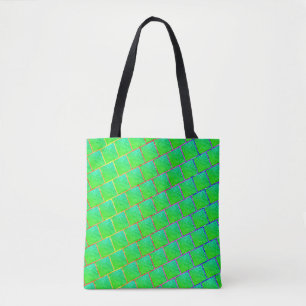 Tote Bag Bolsa verde azulado, 'tom em pertinence' e linhas