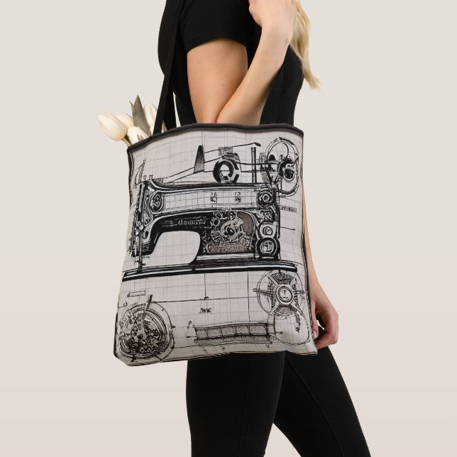Tote Bag  "  Bolso Old Planes Sewing Machine: Elegancia   (De près)