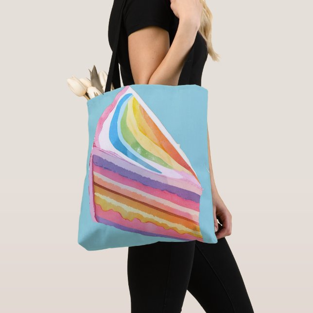 Tote Bag Bon gâteau arc-en-ciel (De près)