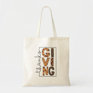 Tote Bag Bon thanksgiving Empreinte de léopard Rainbow Turq