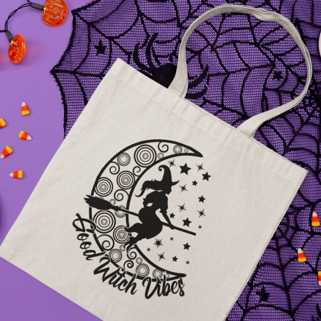 Tote Bag Bon Vibes de sorcière moderne Halloween Script (Créateur téléchargé)