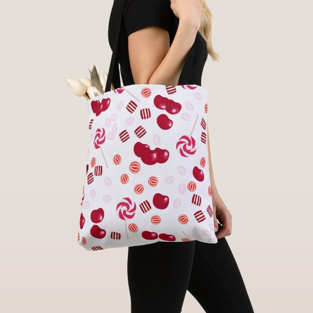 Tote Bag Bonbons de cerise brillant doux lollipopes doux (De près)