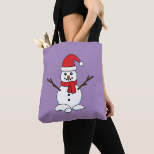Tote Bag Bonhomme de neige avec bonnet rouge et écharpe