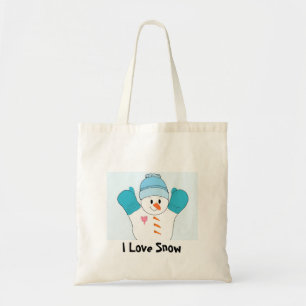 Tote Bag Bonhomme de neige heureux - J'aime la neige