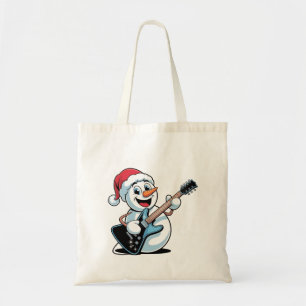 Tote Bag Bonhomme de neige jouant de la guitare électrique