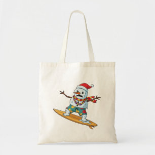 Tote Bag Bonhomme de neige surfeur Noël 2026 Vacances drôle
