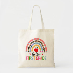 Tote Bag Bonjour Autocollant Arc-en-ciel de Première Année