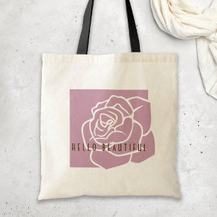 Tote Bag Bonjour Belle - Rose Rose Simple Moderne