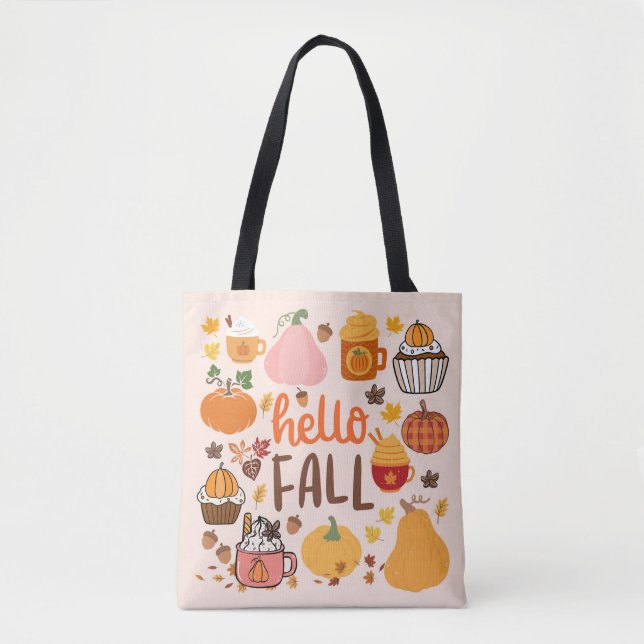Tote Bag Bonjour Citrouille d'automne (Devant)