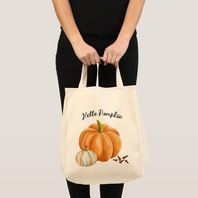 Tote Bag Bonjour Citrouille épice doux automne (Devant (produit))