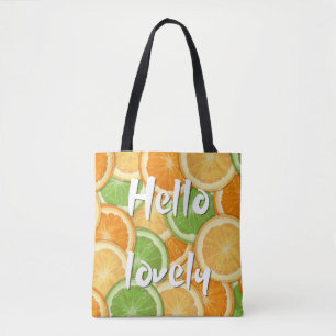 Tote Bag 'Bonjour Joli' Motif de Fruits d'agrumes Zesté sur