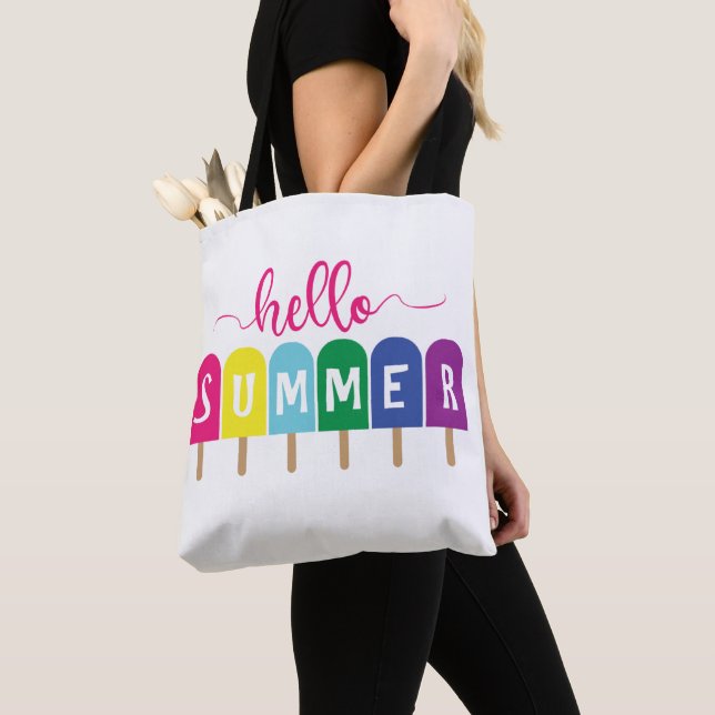 Tote Bag Bonjour les lollies de glace de l'été (De près)