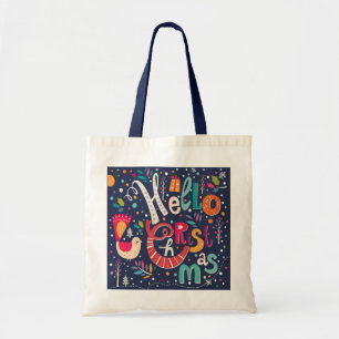 Tote Bag Bonjour Noël Colorée Design de texte