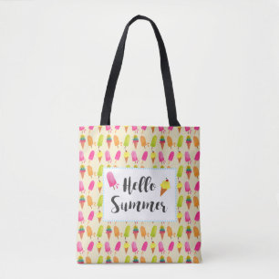 Tote Bag Bonjour Popsicles d'été et crème glacée
