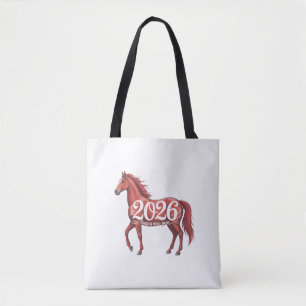 Tote Bag Bonne année 2026 Cheval Rouge Chinois