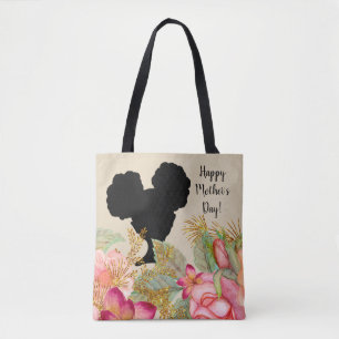 Tote Bag Bonne fête des mères   Fille Afro Puffs
