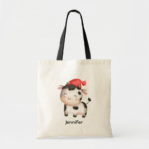 Tote Bag Bonne vache avec une mignonne Casquette rouge