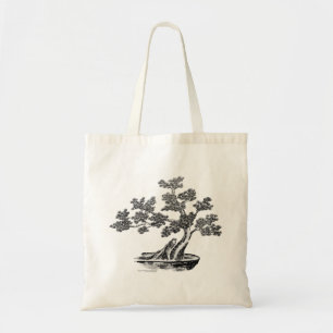 Tote Bag Bonsai - Style chinois - noir et blanc