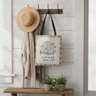 Tote Bag Bonté de Dieu musique florale à l'aspect piqué